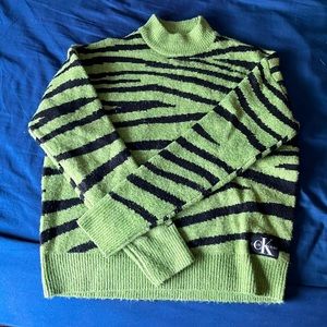 Green Zebra Striped Calvin Klein Sweater